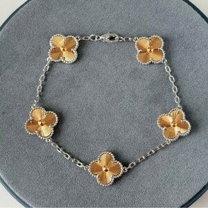 Rose Gold and Silver Flower Bracelet